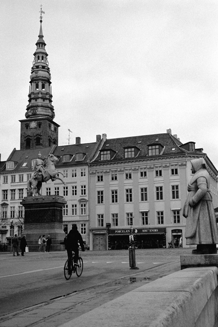Absalon Statue & Fisherwoman at Højbro Plads, Copenhagen, Denmark, October 2007