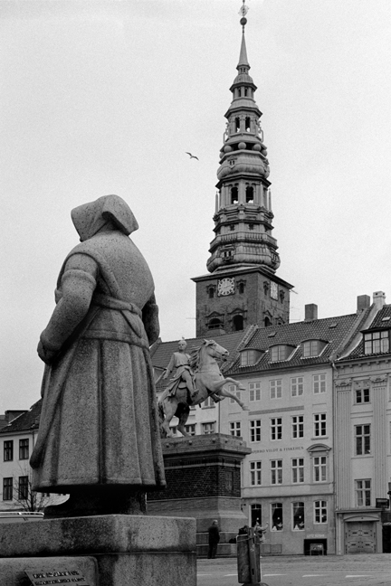 Absalon Statue & Fisherwoman at Højbro Plads, Copenhagen, Denmark, October 2007