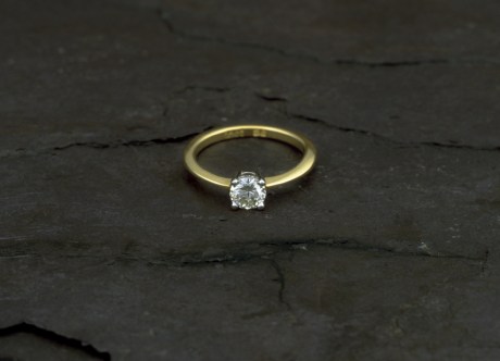Gold Solitaire Ring set with Diamond by Steven Bourke, 2002