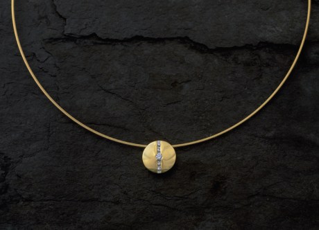 Gold Pendant inset with Diamonds by Steven Bourke, 2002