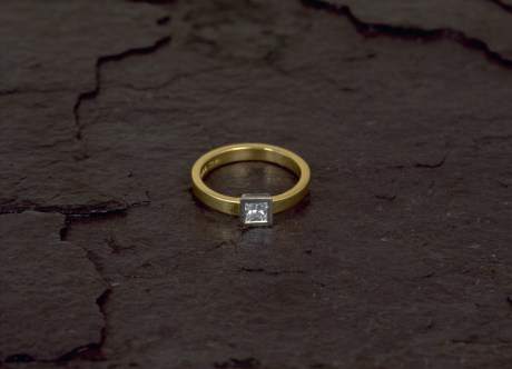 Gold and Platinum Ring set with Diamond by Steven Bourke, 2003