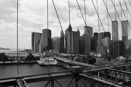 Manhattan from the Brooklyn Bridge, New York, America, April 1995
