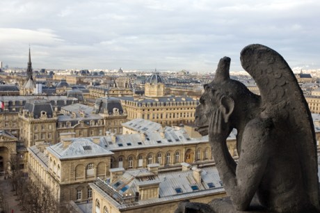 Gargoyle, Notre-Dame, Paris, France, January 2010
