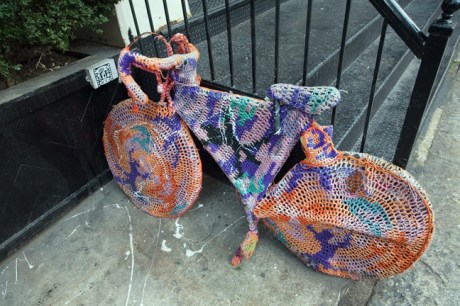 Yarn Bombing, East Village, Manhattan, New York, America,  January 2012