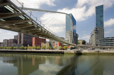Ria del Nervion & Zubizuri footbridge, Bilbao, Spain, July 2013