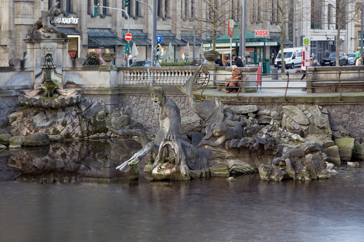 Tritonenbrunnen, Düsseldorf, Germany, February 2025